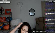 Chica amateur coreana dando una mamada en la webcam